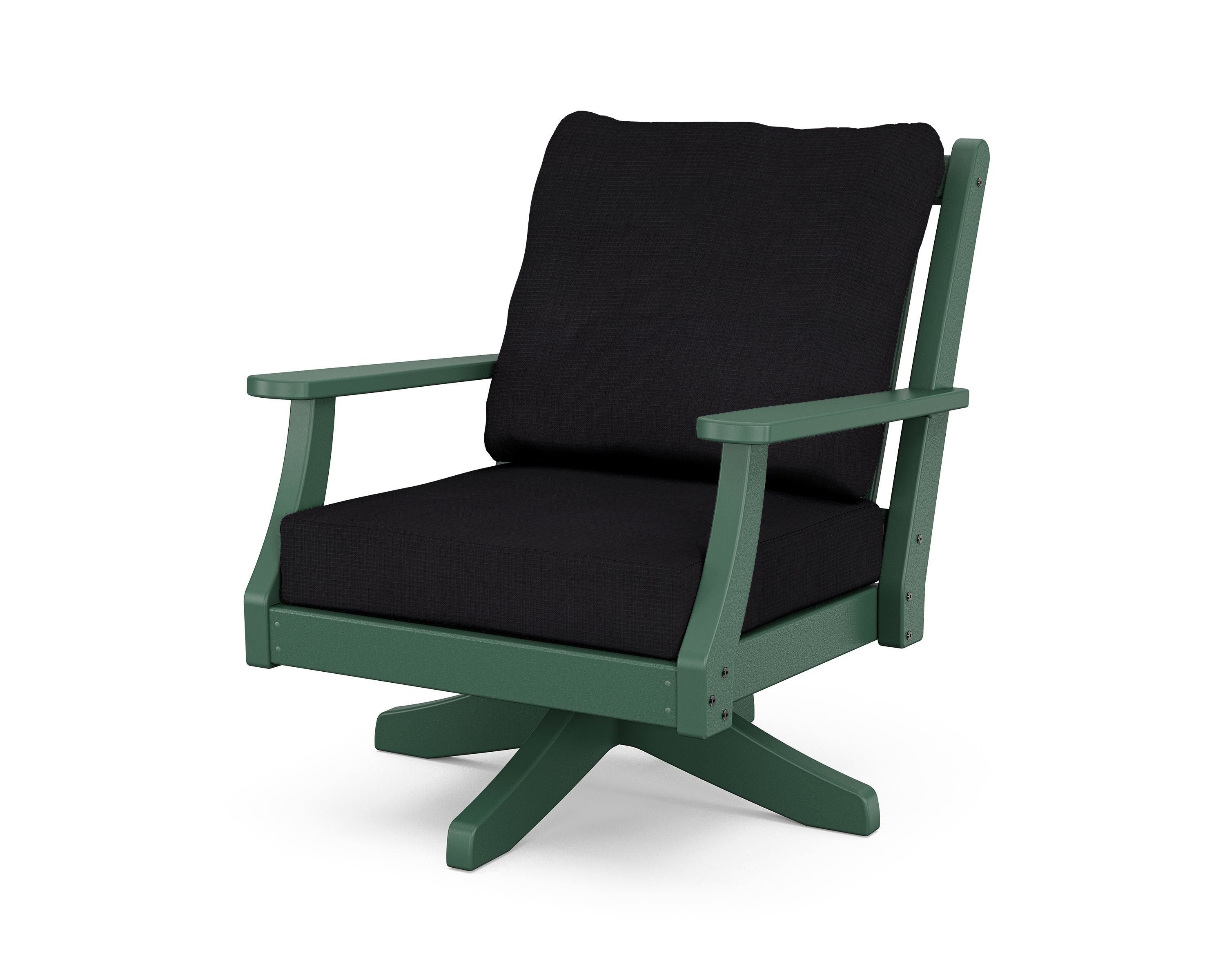 Country Living Wovendale Deep Seating Swivel Chair in Green / Midnight Linen