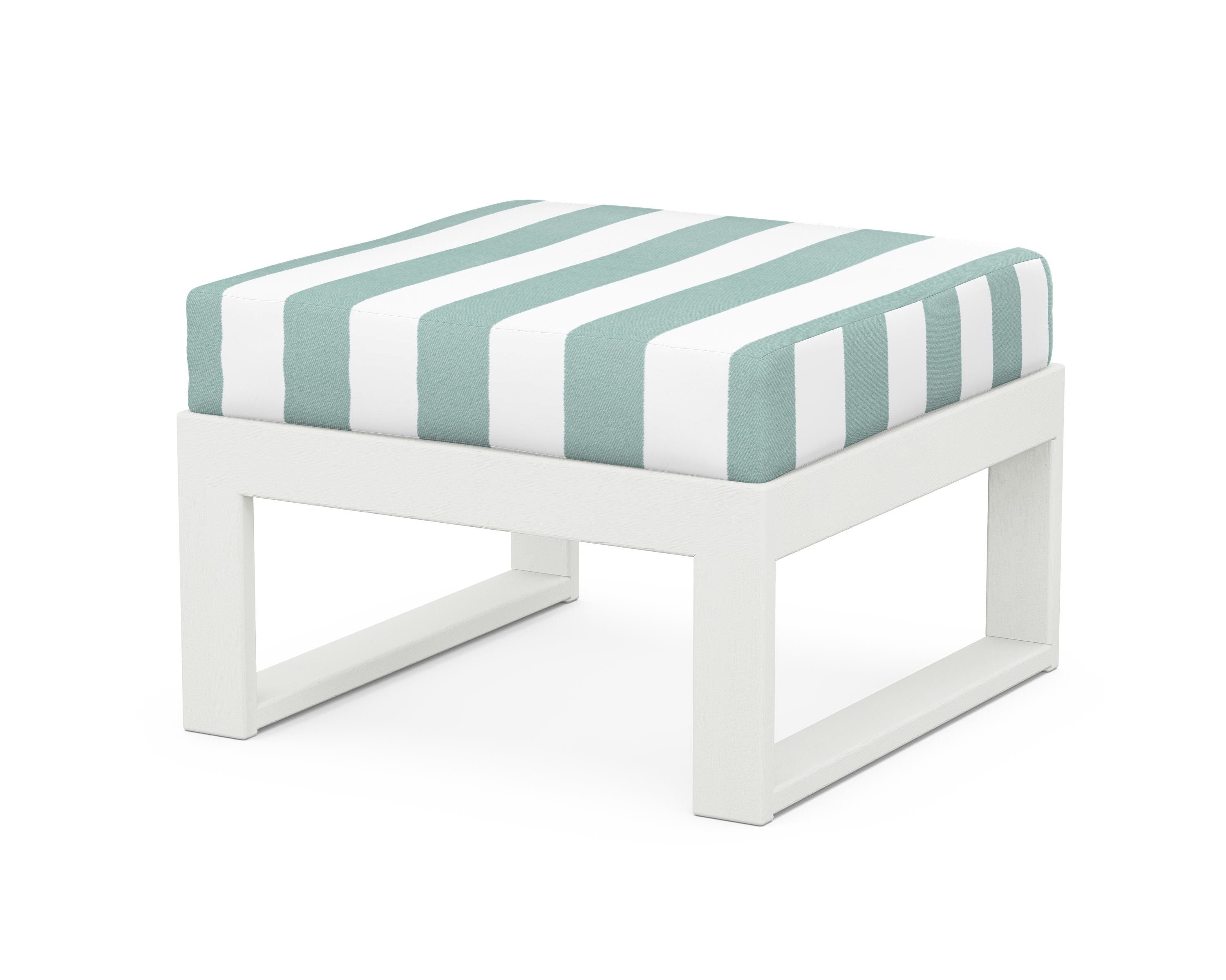 Unbranded Modular Ottoman - Modern in Vintage White / Cabana Stripe Glacier Spa