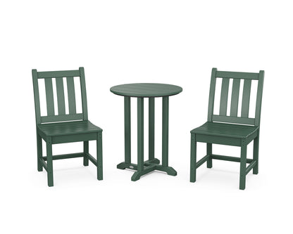 POLYWOOD® Traditional Garden Side Chair 3-Piece Round Bistro Dining Set in Green