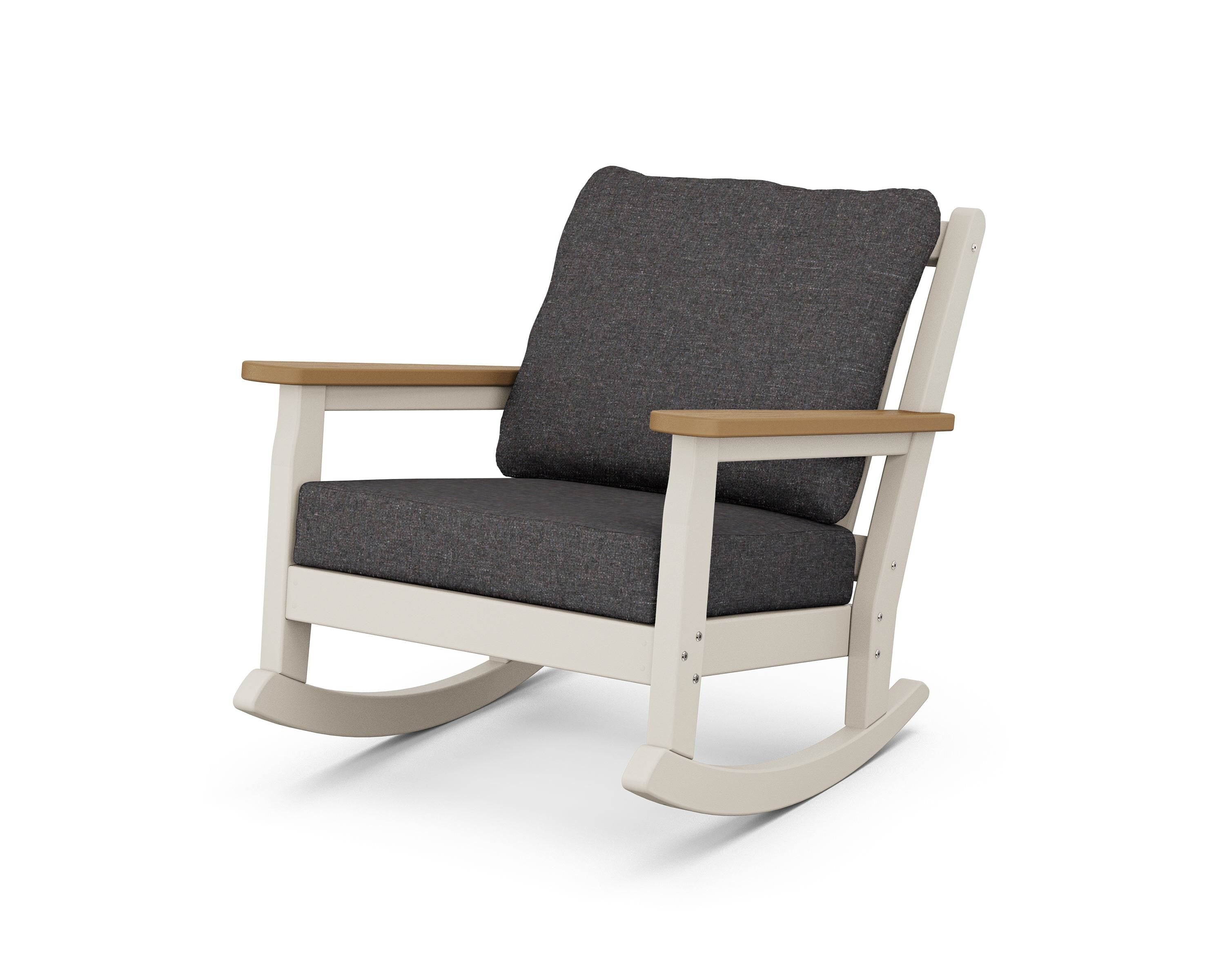 POLYWOOD® Chippendale Deep Seating Rocking Chair in Sand / Natural / Ash Charcoal