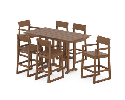 POLYWOOD® EDGE 7-Piece Farmhouse Bar Set in Teak