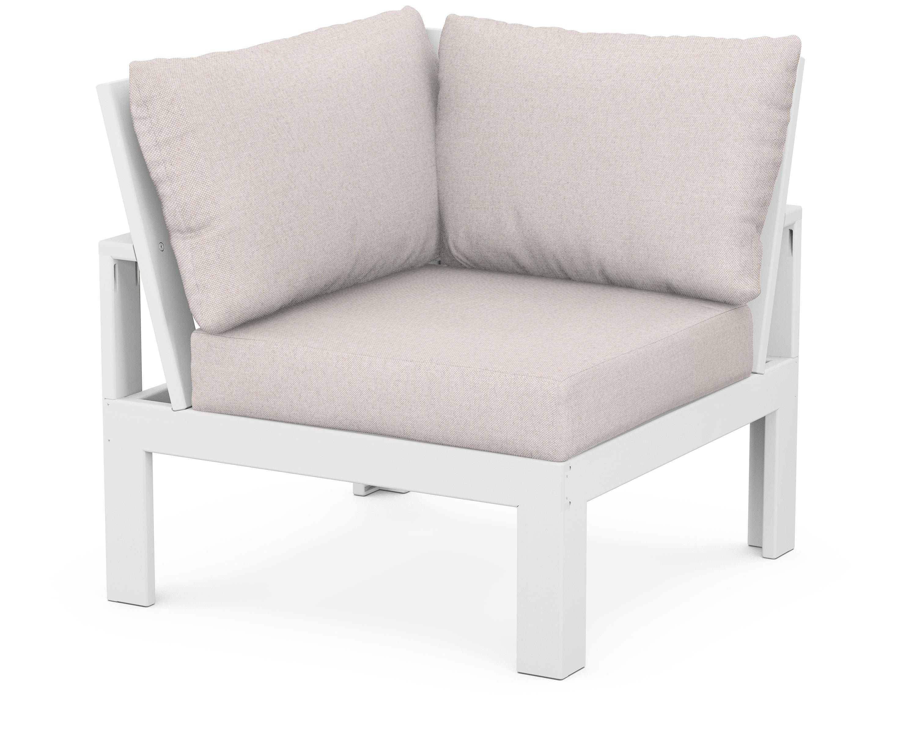 Unbranded Modular Corner Chair in White / Dune Burlap