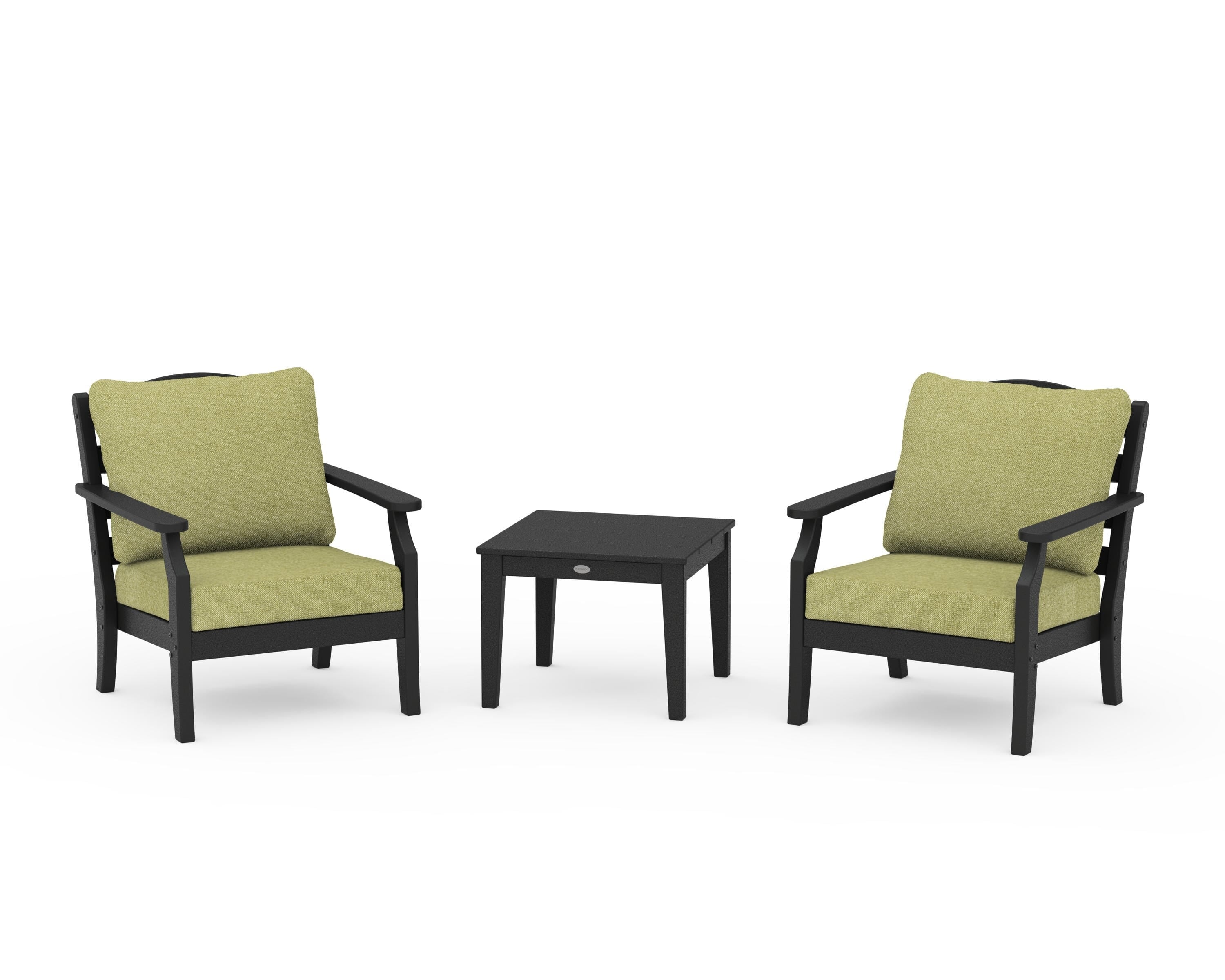 Draper James™ by  POLYWOOD® Savannah 3-Piece Deep Seating Set in Black / Chartreuse Boucle