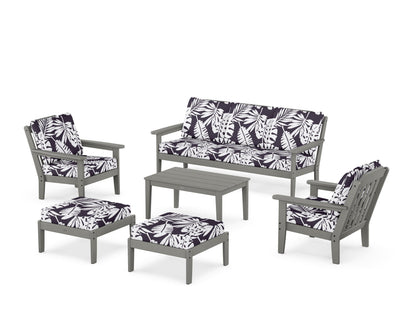 Country Living Cottage 6-Piece Lounge Sofa Set in Slate Grey / Leaf Navy
