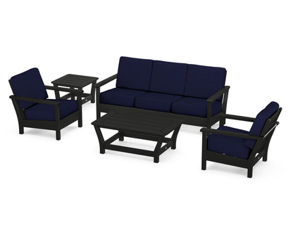POLYWOOD® Harbour 5-Piece Deep Seating Set in Black / Navy