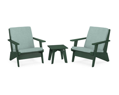 POLYWOOD® Riviera Modern Lounge 3-Piece Set in Green / Glacier Spa