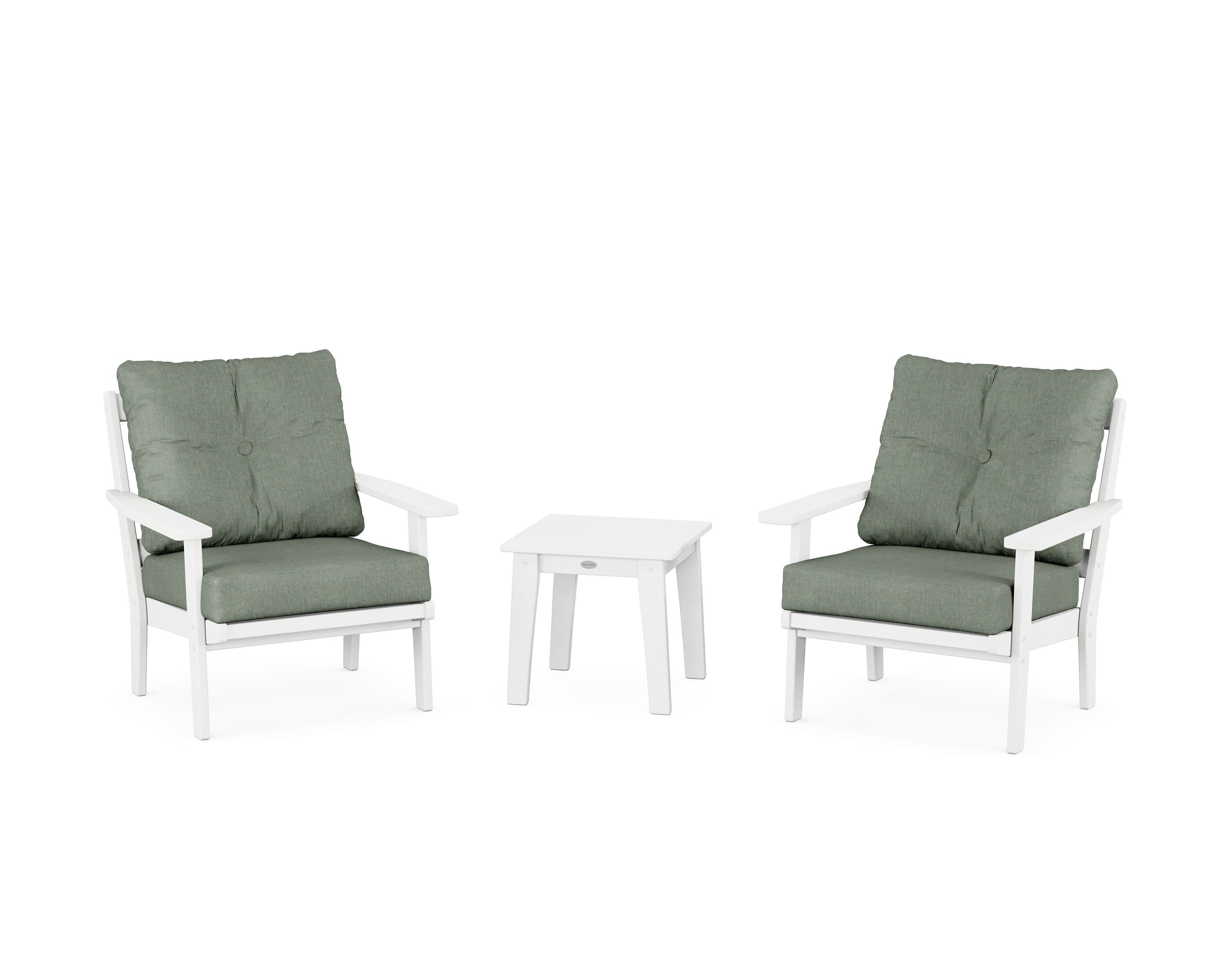 POLYWOOD® Prairie 3-Piece Deep Seating Set in White / Cast Sage