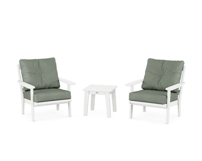 POLYWOOD® Prairie 3-Piece Deep Seating Set in White / Cast Sage
