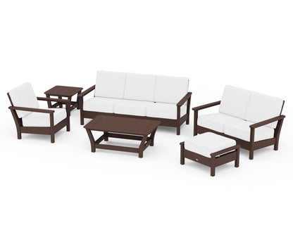 POLYWOOD® Harbour 6-Piece Outdoor Living Set in Mahogany / Natural