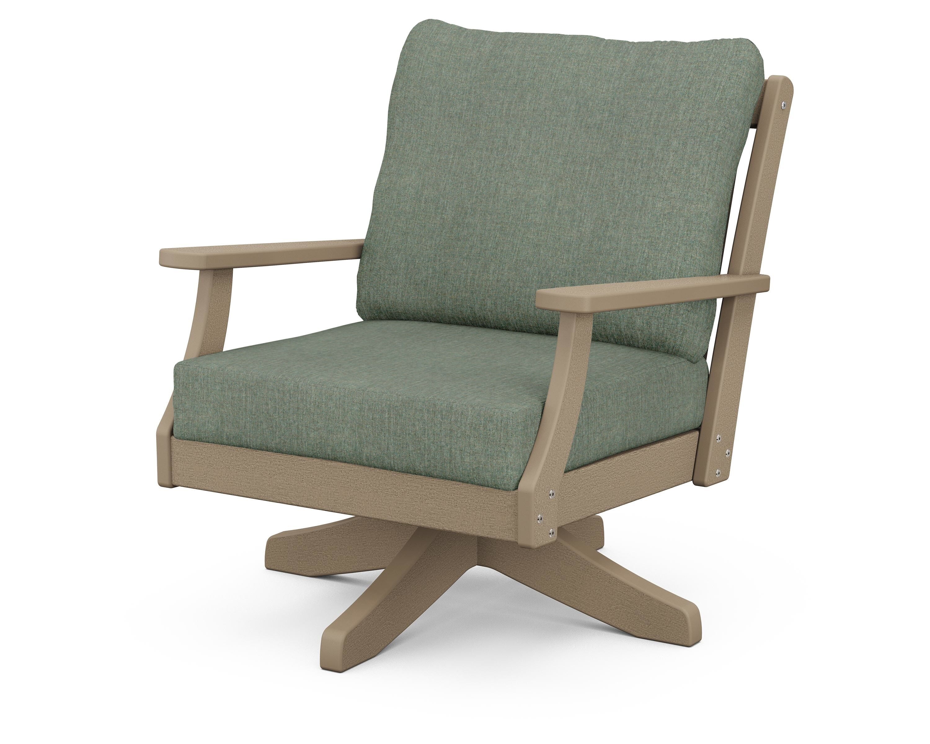 POLYWOOD® Braxton Deep Seating Swivel Chair in Vintage Sahara / Cast Sage