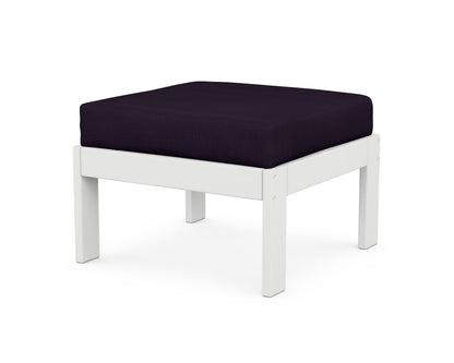 POLYWOOD® Vineyard Modular Ottoman in White / Navy Linen