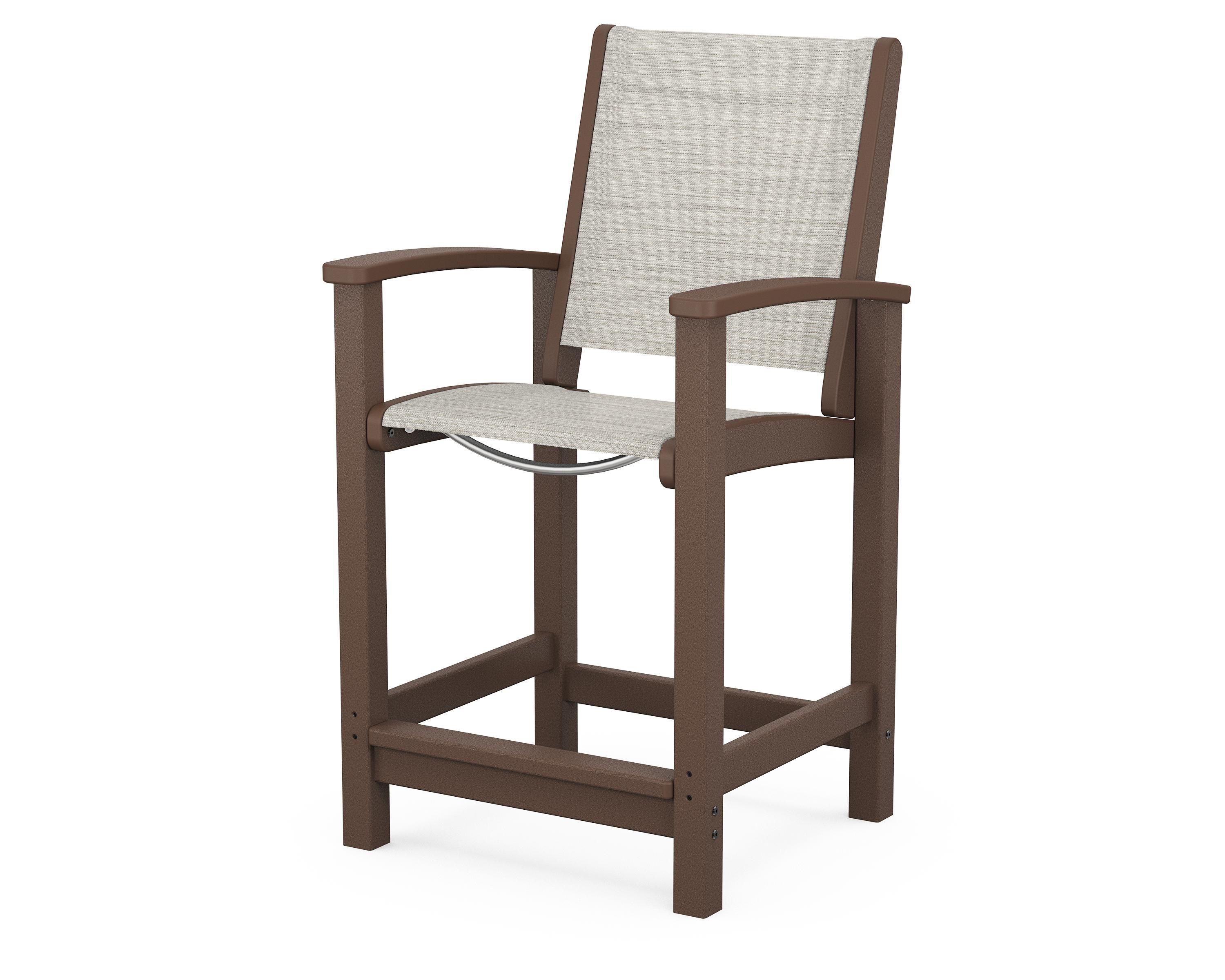 POLYWOOD® Coastal Counter Chair in Mahogany / Birch Sling