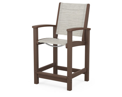 POLYWOOD® Coastal Counter Chair in Mahogany / Birch Sling