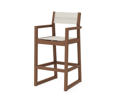 POLYWOOD® EDGE Sling Bar Arm Chair in Teak / Parchment Sling