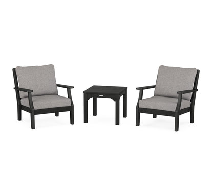 Martha Stewart by POLYWOOD® Chinoiserie 3-Piece Deep Seating Set in Black / Grey Mist