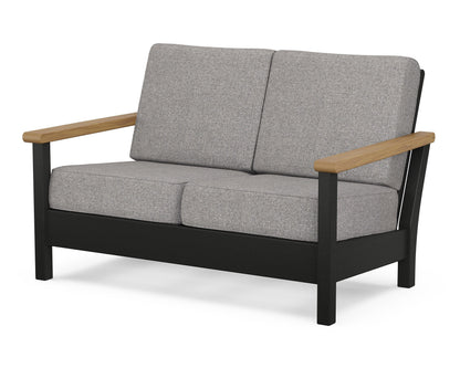 POLYWOOD® Harbour Deep Seating Loveseat in Black / Natural / Grey Mist