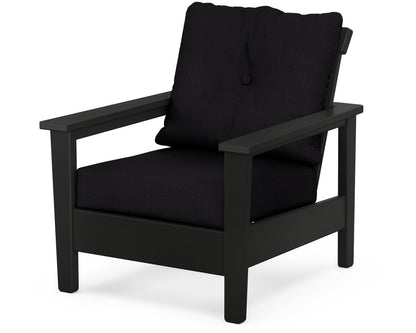 POLYWOOD® Prescott Deep Seating Chair in Black / Midnight Linen