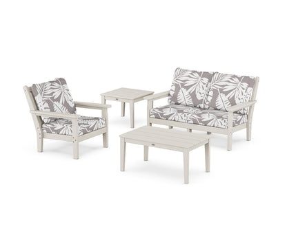 POLYWOOD® Chippendale 4-Piece Deep Seating Set in Sand / Leaf Grey Mist