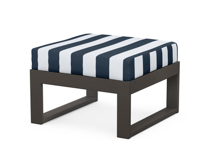 Unbranded Modular Ottoman - Modern in Vintage Coffee / Cabana Stripe Marine Indigo