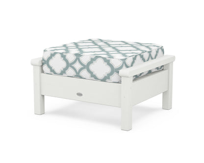 POLYWOOD® Harbour Deep Seating Ottoman in Vintage White / Trellis Glacier Spa