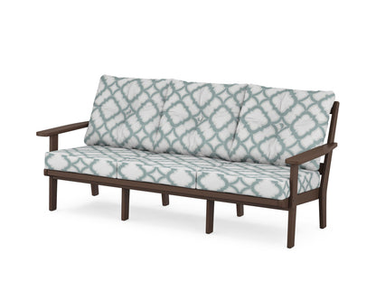 POLYWOOD® Prairie Deep Seating Sofa in Mahogany / Trellis Glacier Spa