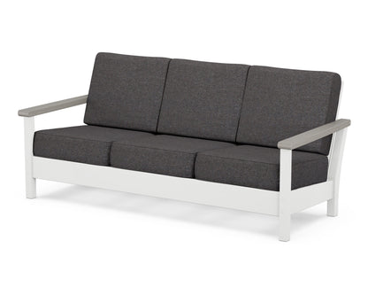 POLYWOOD® Harbour Deep Seating Sofa in White / Driftwood / Ash Charcoal