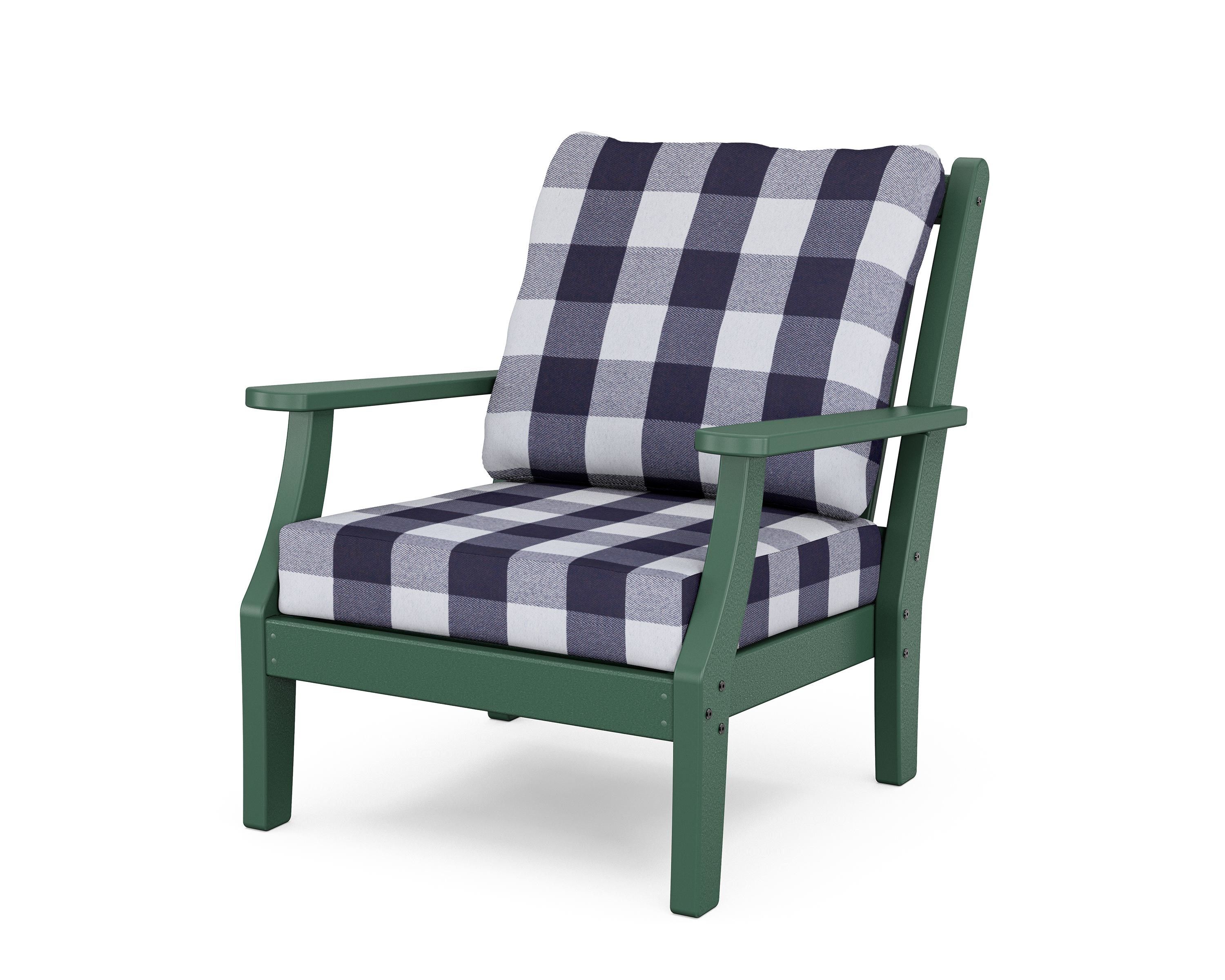 Country Living Wovendale Deep Seating Chair in Green / Buffalo Plaid Navy