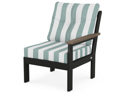 POLYWOOD® Vineyard Modular Right Arm Chair in Black / Kona / Cabana Stripe Glacier Spa