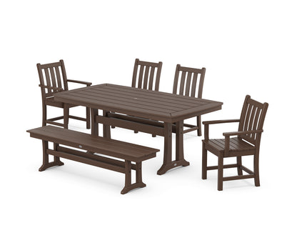 POLYWOOD® Traditional Garden 6-Piece Dining Set with Trestle Legs in Mahogany