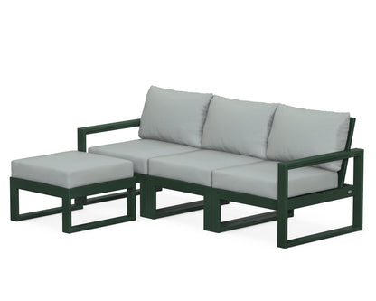 POLYWOOD® EDGE 4-Piece Modular Deep Seating Set with Ottoman in Green / Spa