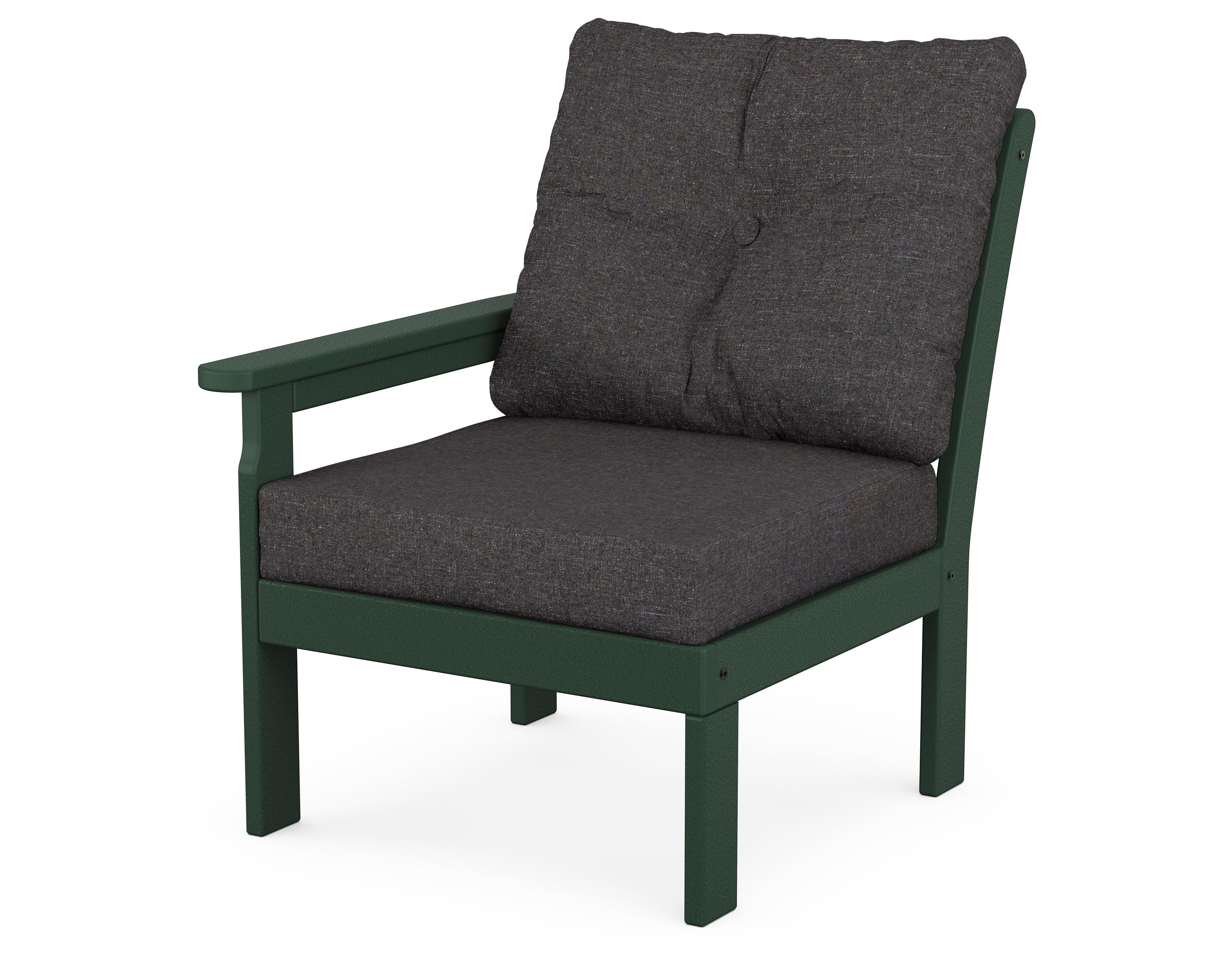 POLYWOOD® Vineyard Modular Left Arm Chair in Green / Ash Charcoal