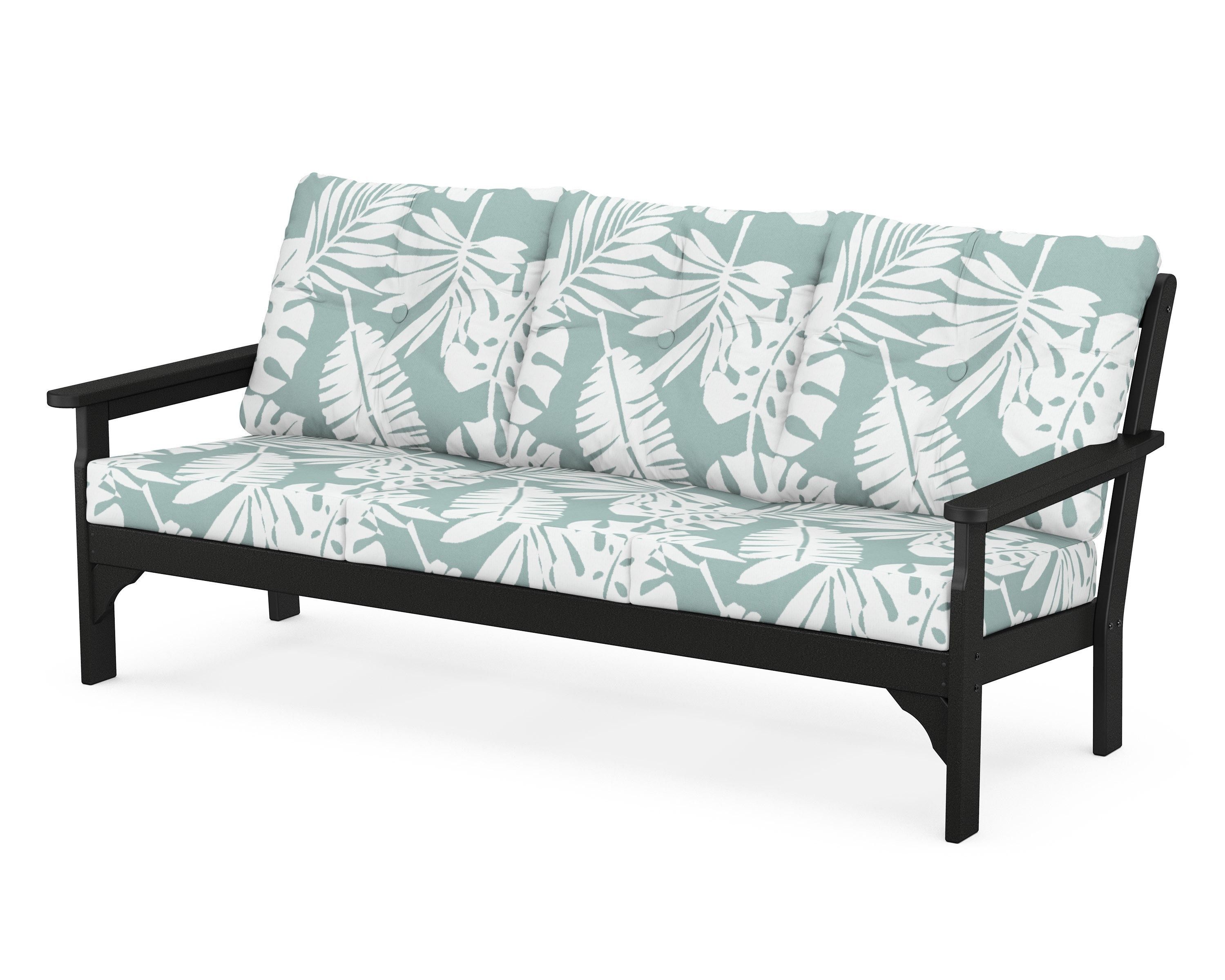POLYWOOD® Vineyard Deep Seating Sofa in Black / Leaf Glacier Spa