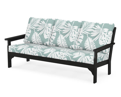 POLYWOOD® Vineyard Deep Seating Sofa in Black / Leaf Glacier Spa