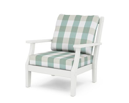 Country Living Wovendale Deep Seating Chair in White / Buffalo Plaid Glacier Spa