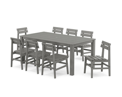 POLYWOOD® Modern Studio Plaza Chair 9-Piece Parsons Dining Set in Slate Grey