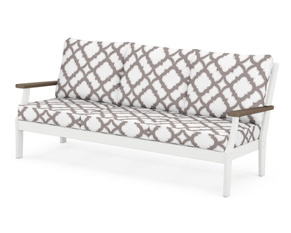 POLYWOOD® Braxton Deep Seating Sofa in White / Kona / Trellis Grey Mist