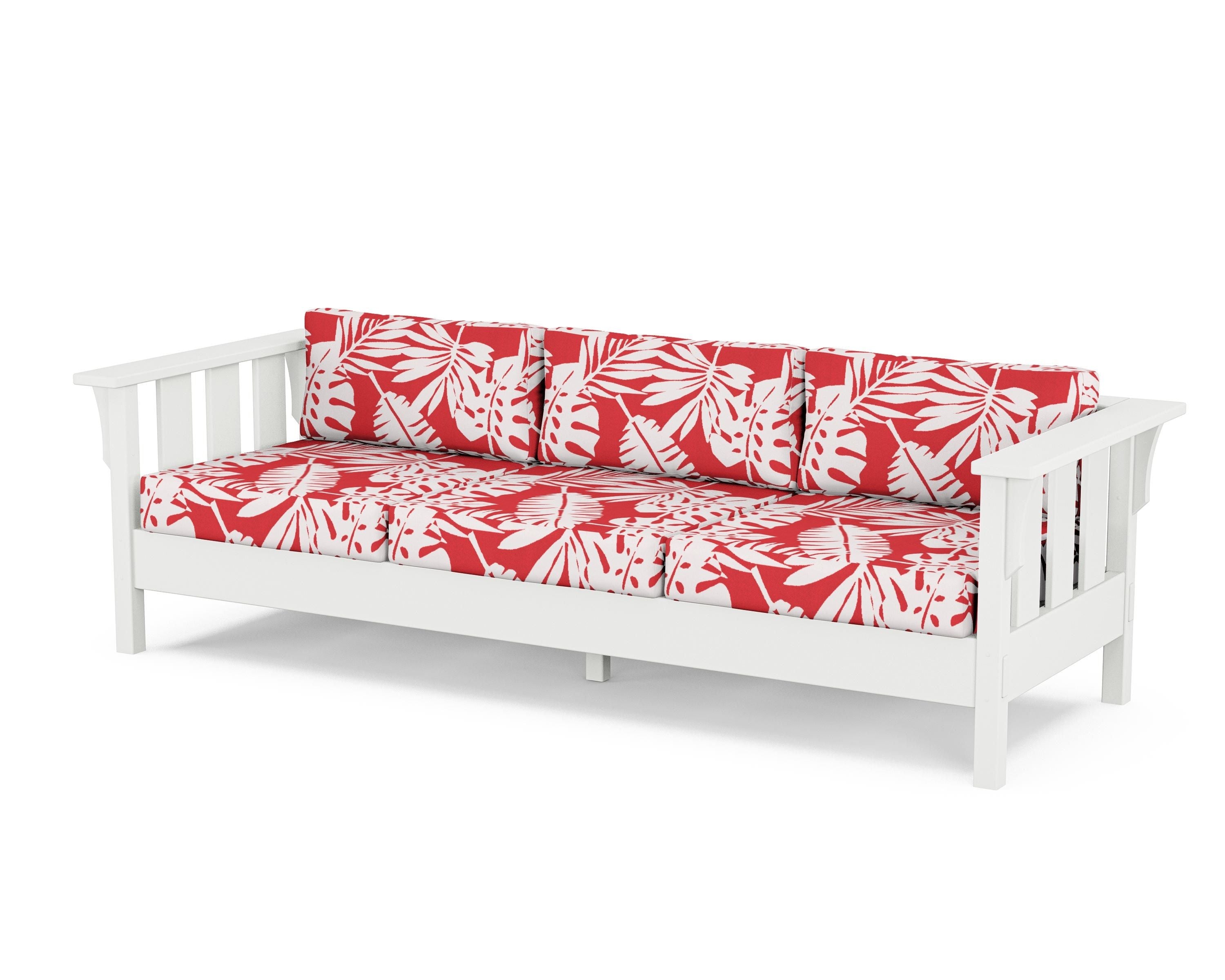 Martha Stewart by POLYWOOD® Acadia Deep Seating Sofa in White / Leaf Crimson