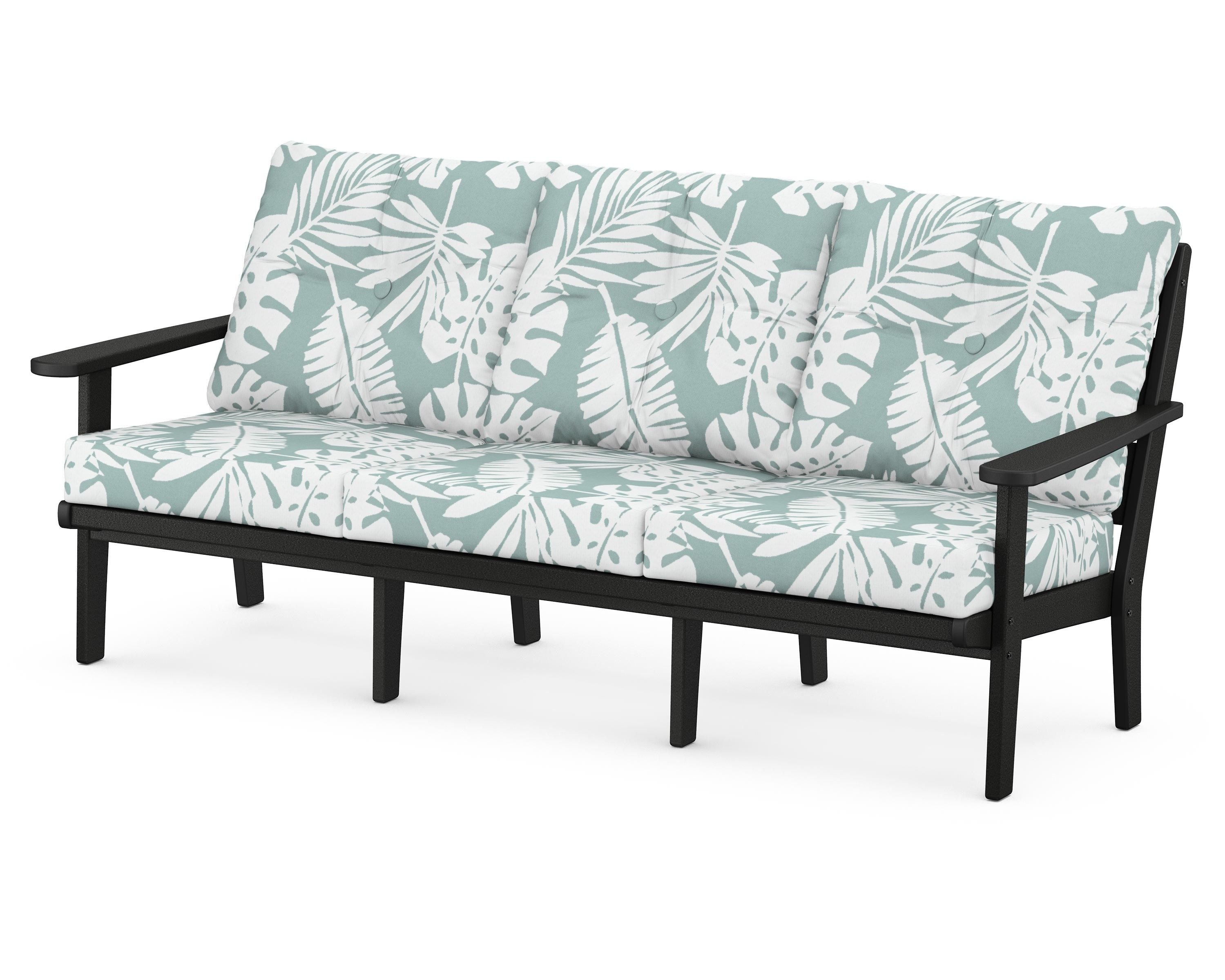 POLYWOOD® Lakeside Deep Seating Sofa in Black / Leaf Glacier Spa