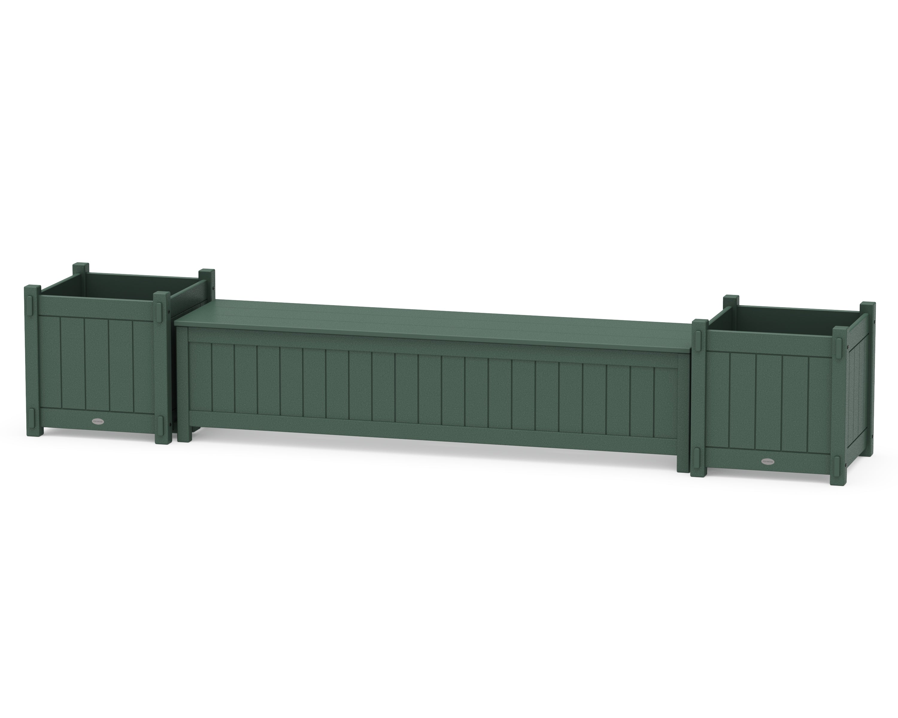 POLYWOOD® 72" Vineyard Straight Planter Storage Bench Set- Large in Green