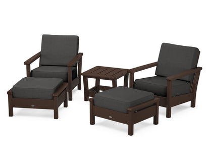 POLYWOOD® Harbour 5-Piece Deep Seating Chair Set in Mahogany / Spectrum Carbon