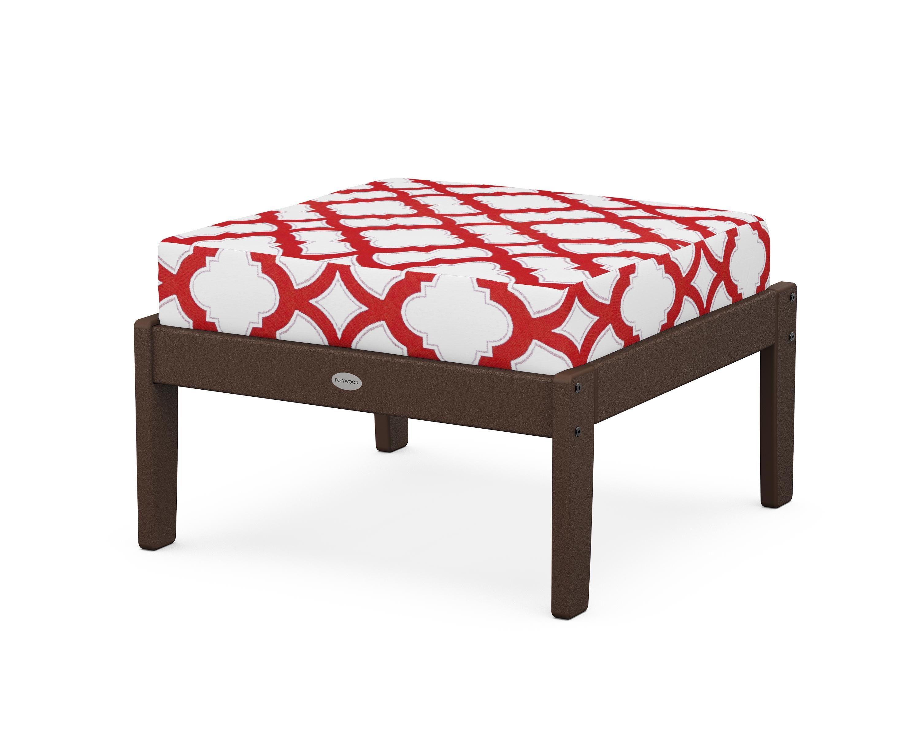 POLYWOOD® Braxton Deep Seating Ottoman in Mahogany / Trellis Crimson