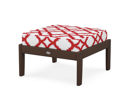 POLYWOOD® Braxton Deep Seating Ottoman in Mahogany / Trellis Crimson