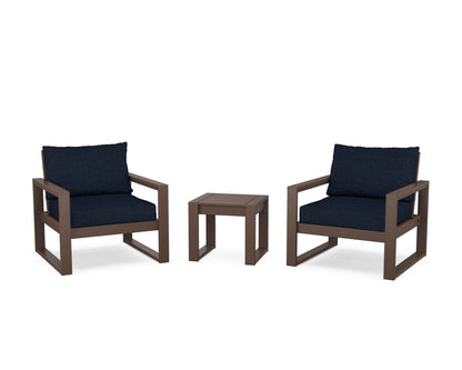 POLYWOOD® EDGE Sectional 3-Piece Deep Seating Set in Mahogany / Marine Indigo