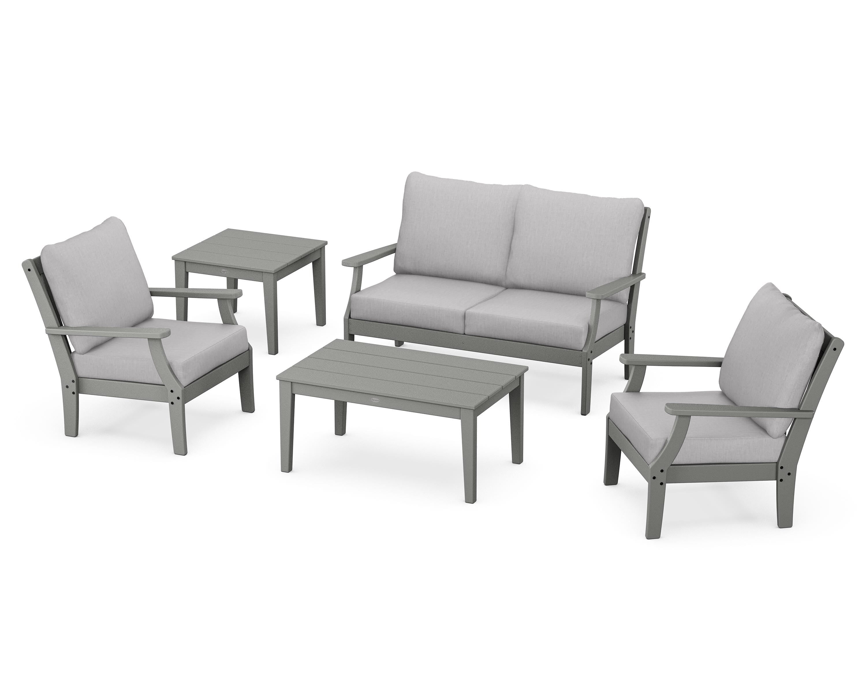 POLYWOOD® Braxton 5-Piece Deep Seating Set in Slate Grey / Granite