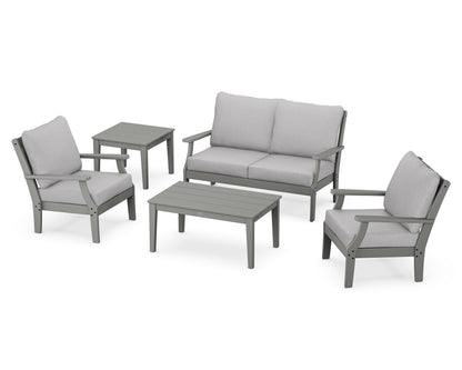 POLYWOOD® Braxton 5-Piece Deep Seating Set in Slate Grey / Granite