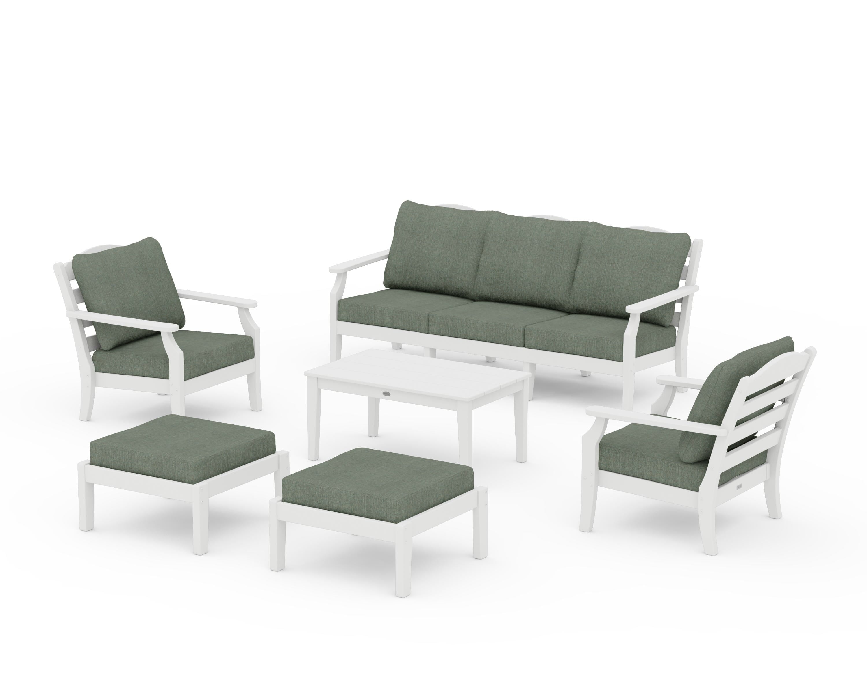 Draper James™ by  POLYWOOD® Savannah 6-Piece Lounge Sofa Set in Vintage White / Cast Sage