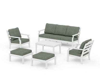 Draper James™ by  POLYWOOD® Savannah 6-Piece Lounge Sofa Set in Vintage White / Cast Sage