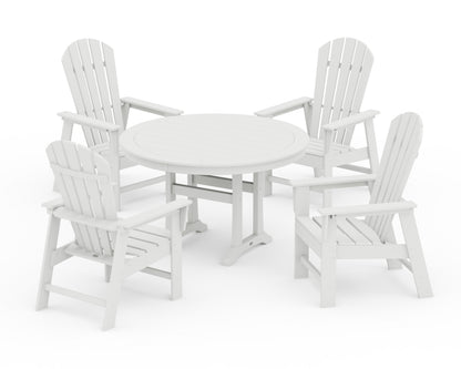 POLYWOOD® South Beach 5-Piece Round Dining Set with Trestle Legs in White