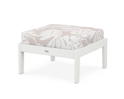 POLYWOOD® Braxton Deep Seating Ottoman in Vintage White / Leaf Dune Burlap