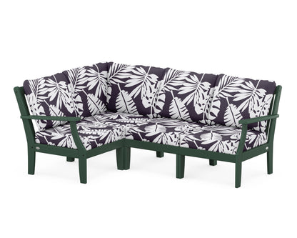 POLYWOOD® Braxton Modular 4-Piece Deep Seating Set in Green / Leaf Navy